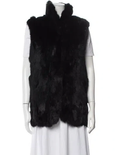 Pre-owned Adrienne Landau Fur Vest In Black