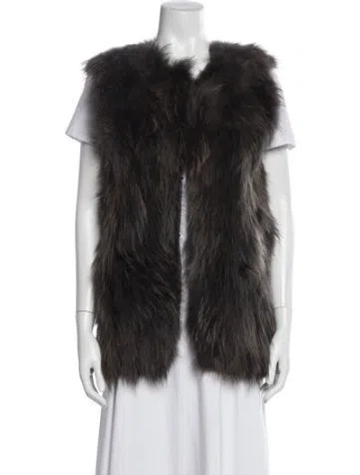 Pre-owned Adrienne Landau Fur Vest In Black