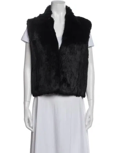 Pre-owned Adrienne Landau Fur Vest In Black