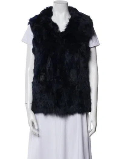 Pre-owned Adrienne Landau Fur Vest In Blue