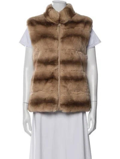 Pre-owned Adrienne Landau Fur Vest In Neutral