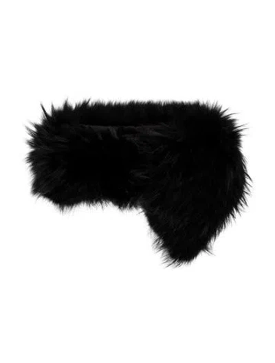 Pre-owned Adrienne Landau Fur Winter Headband In Black
