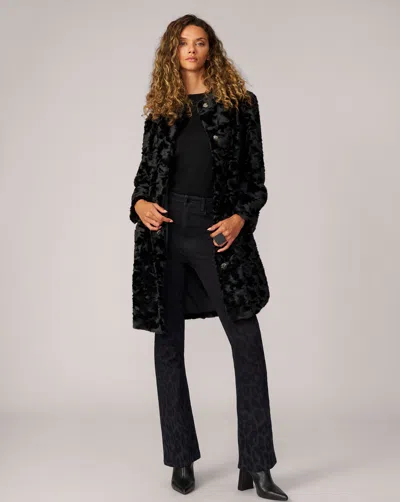 Adrienne Landau Grace Faux Persian Lamb & Faux Leather Coat In Black
