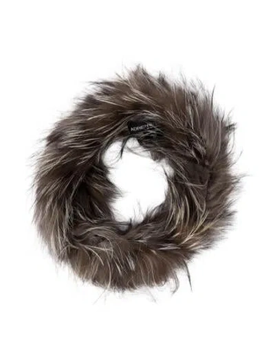 Pre-owned Adrienne Landau Gray Fox Animal Print Snood In Neutrals