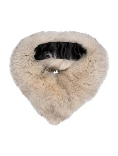 Pre-owned Adrienne Landau Gray Fox Scarf In Neutral