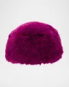Adrienne Landau Grey Faux Fox Fur Beanie In Fuchsia