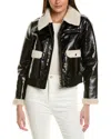 Adrienne Landau Faux Mink Trimmed Jacket In Black