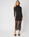 Adrienne Landau Keyhole Mock Neck Mesh Gown In Black