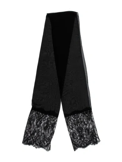 Pre-owned Adrienne Landau Lace Lace Pattern Scarf In Black