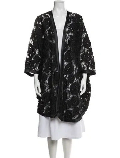 Pre-owned Adrienne Landau Lace Pattern Jacket In Blue