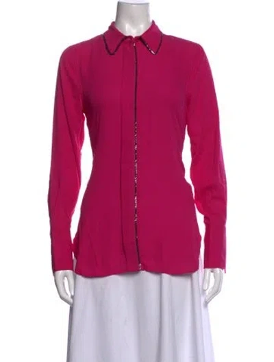 Pre-owned Adrienne Landau Long Sleeve Top W/ Tags In Pink