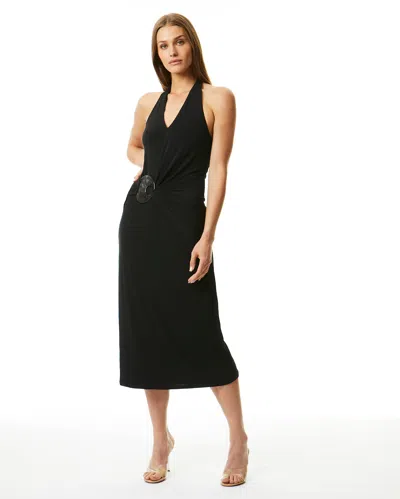 Adrienne Landau Marble Halter Dress In Black