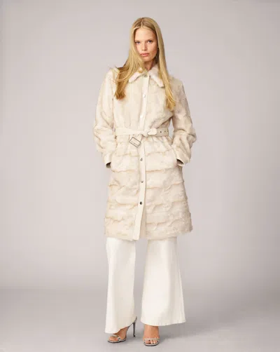 Adrienne Landau Margaux Faux Persian Lamb & Faux Leather Coat In Brown