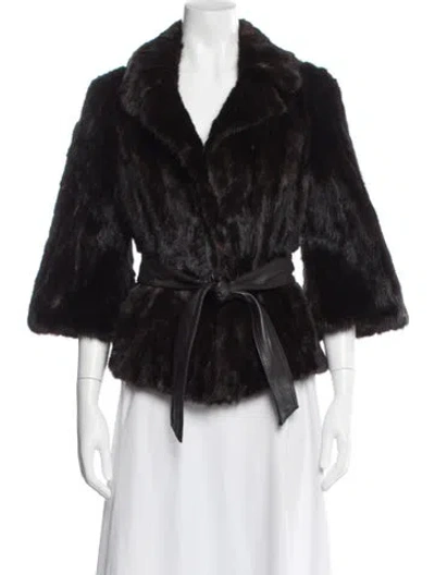 Pre-owned Adrienne Landau Mink Faux Fur Jacket In Black