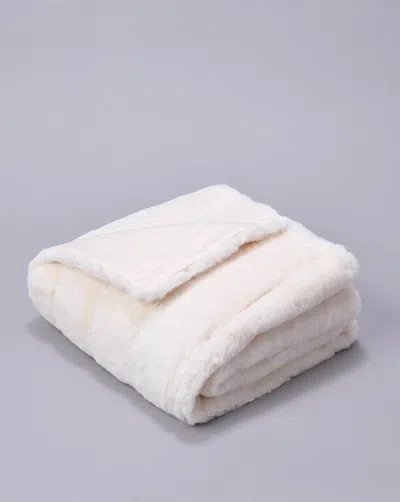Adrienne Landau Mink Faux Fur Throw In Neutral