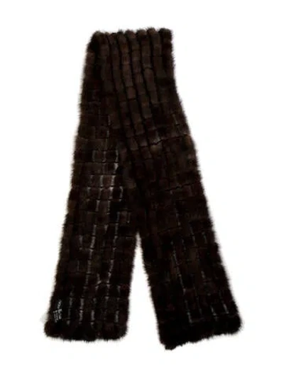 Pre-owned Adrienne Landau Mink Printed Stole In Brown