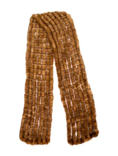 Pre-owned Adrienne Landau Mink Scarf In Brown