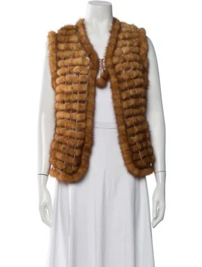 Pre-owned Adrienne Landau Mink Vest In Brown