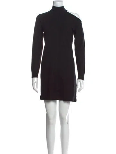 Pre-owned Adrienne Landau Mock Neck Mini Dress W/ Tags In Black