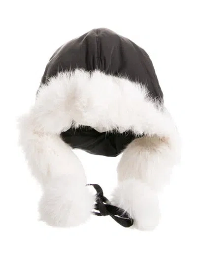Pre-owned Adrienne Landau Nylon Winter Hat In Black