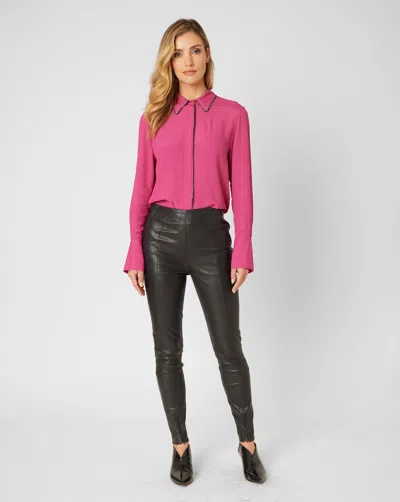 Adrienne Landau Obsidian Stretch Leather Legging In Black
