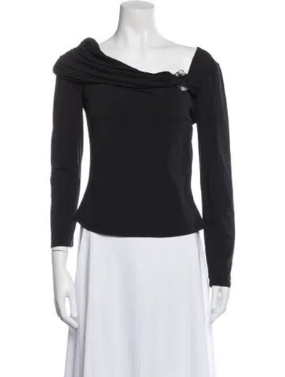 Pre-owned Adrienne Landau Off-the-shoulder Long Sleeve Top W/ Tags In Black