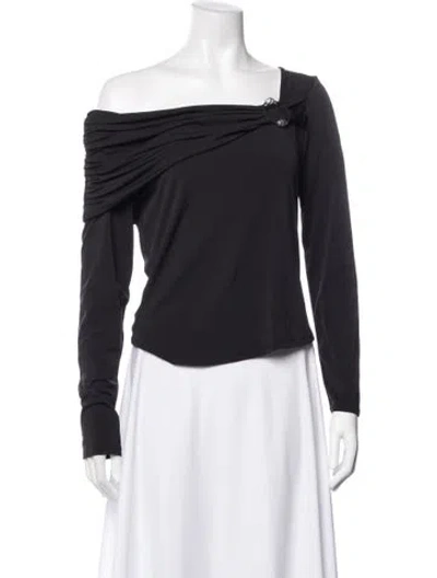 Pre-owned Adrienne Landau Off-the-shoulder Long Sleeve Top W/ Tags In Gray