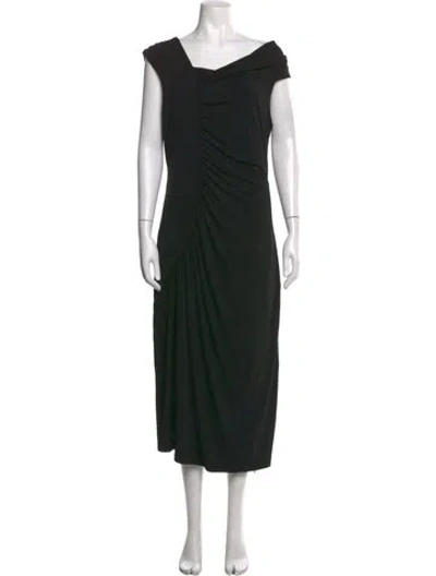 Pre-owned Adrienne Landau Off-the-shoulder Midi Length Dress In Black