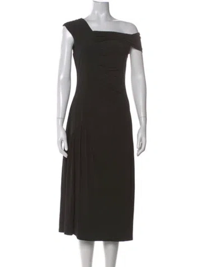 Pre-owned Adrienne Landau Off-the-shoulder Midi Length Dress W/ Tags In Black