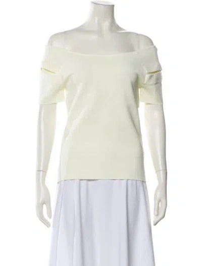 Pre-owned Adrienne Landau Off-the-shoulder Short Sleeve Top W/ Tags In Neutral