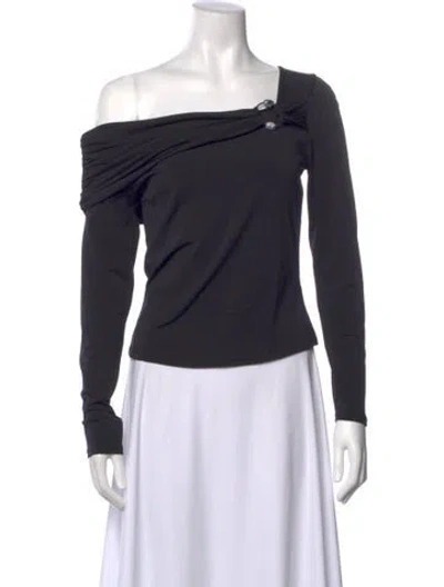 Pre-owned Adrienne Landau Off-the-shoulder Sweater In Grey