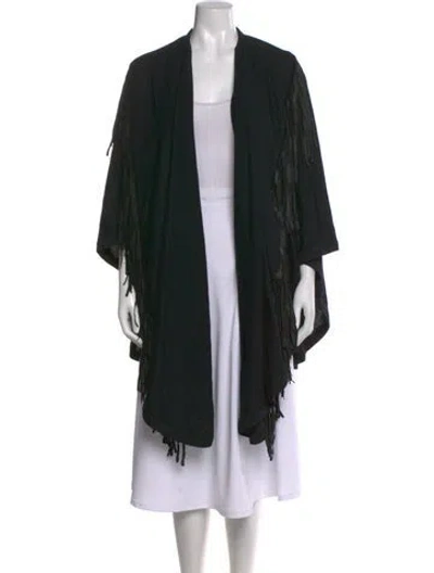 Pre-owned Adrienne Landau Open Front Sweater In Black
