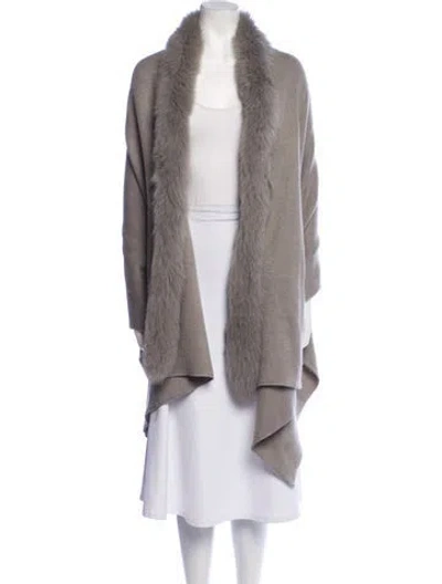 Pre-owned Adrienne Landau Open Front Sweater W/ Tags In Gray