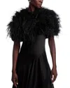 Adrienne Landau Ostrich Feather Capelet In Black