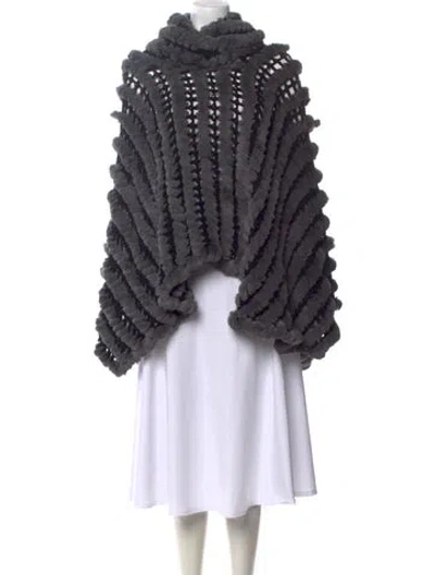 Pre-owned Adrienne Landau Patterned Turtleneck Sweater In Grey