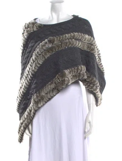 Pre-owned Adrienne Landau Printed Bateau Neckline Sweater In Gray