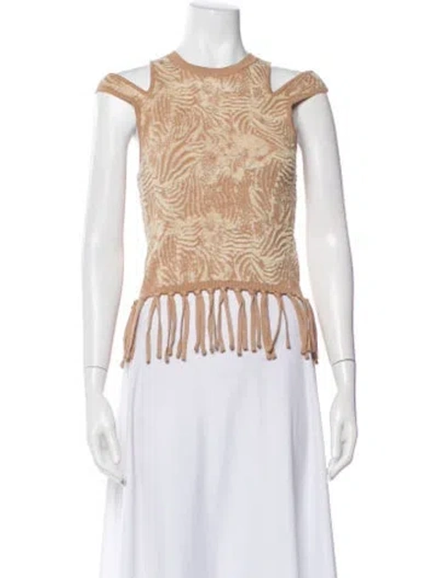 Pre-owned Adrienne Landau Printed Crew Neck Sweater In Neutral