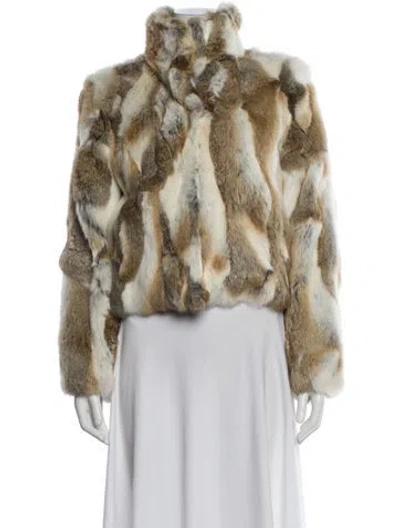 Pre-owned Adrienne Landau Printed Faux Fur Jacket In Neutral
