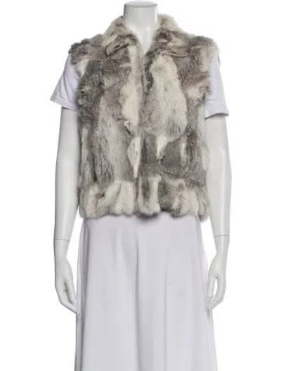Pre-owned Adrienne Landau Printed Fur Jacket In Gray