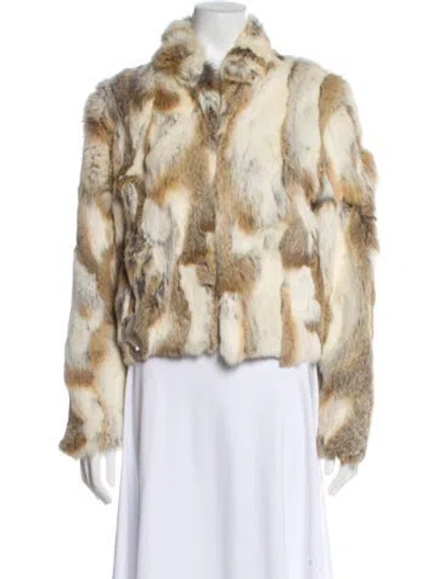Pre-owned Adrienne Landau Printed Fur Jacket In Neutral