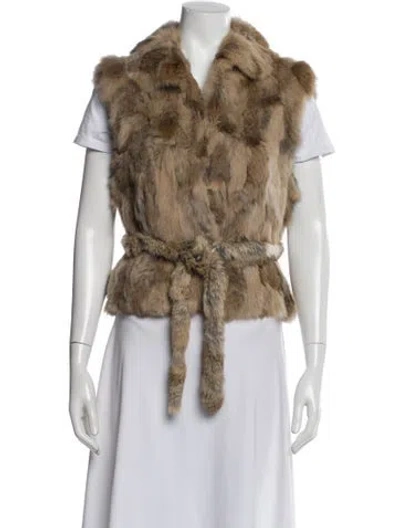 Pre-owned Adrienne Landau Printed Fur Jacket In Neutral