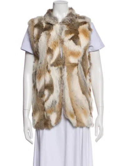 Pre-owned Adrienne Landau Printed Fur Vest In Neutral