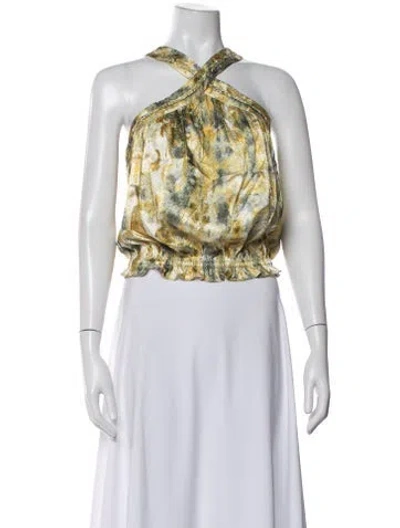 Pre-owned Adrienne Landau Printed Halterneck Crop Top W/ Tags In Multi