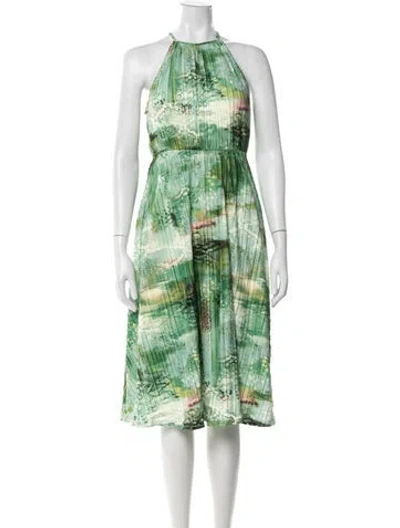 Pre-owned Adrienne Landau Printed Midi Length Dress In Green