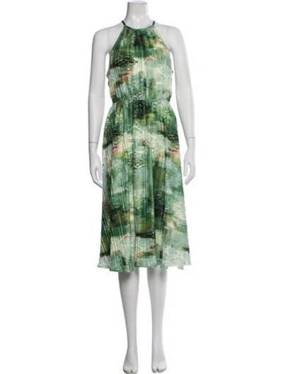 Pre-owned Adrienne Landau Printed Midi Length Dress W/ Tags In Green
