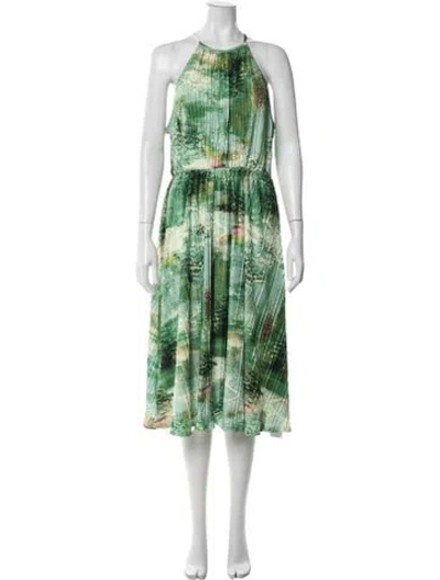 Pre-owned Adrienne Landau Printed Midi Length Dress W/ Tags In Green