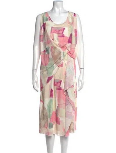 Pre-owned Adrienne Landau Printed Midi Length Dress W/ Tags In Pink