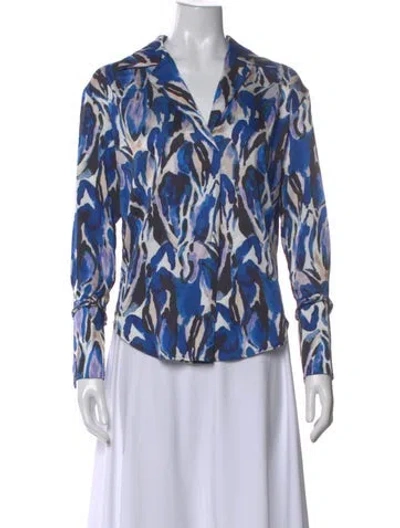 Pre-owned Adrienne Landau Printed V-neck Blouse W/ Tags In Multi