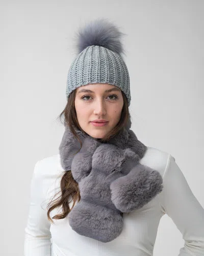 Adrienne Landau Pull Through Faux Chinchilla Scarf In Gray