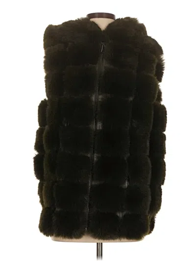 Adrienne Landau Quartz Faux Fur Vest In Black